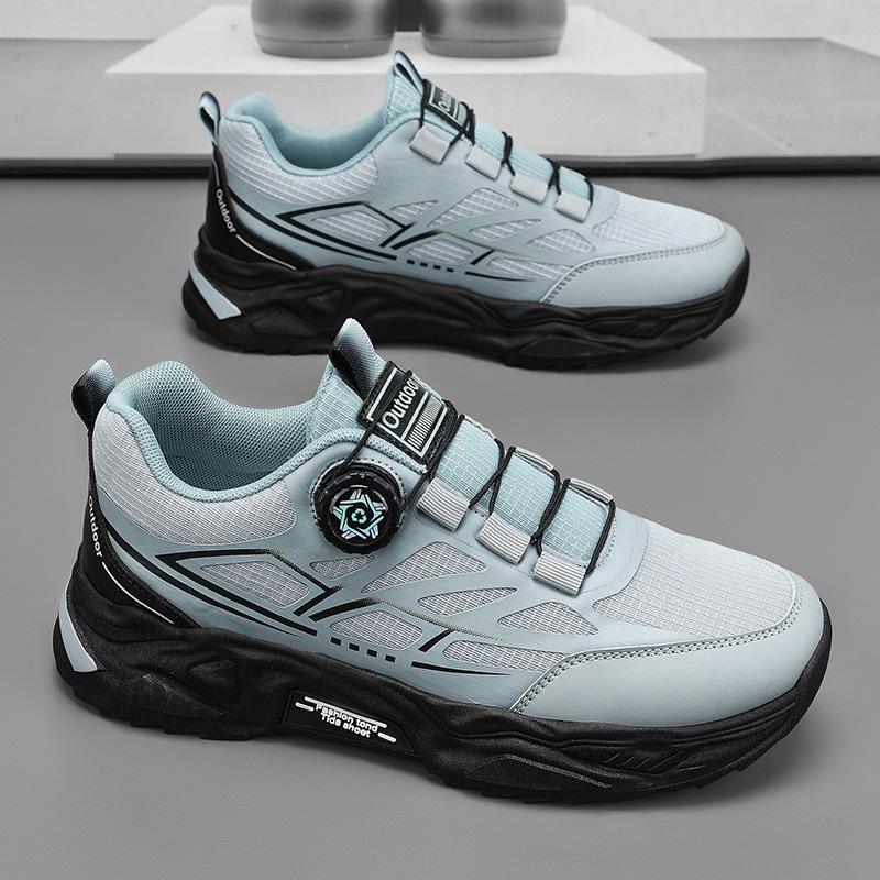 Fashion Men's Rotating Buckle Sneakers Korean Breathable Mesh Sneakers Casual Sports Shoes Thick Sole Outdoor Running Shoes Men Sneakers