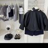 Zhili Kids' Girls' Black Leather Jacket - Fashionable Short Coat for Autumn/Winter 2025