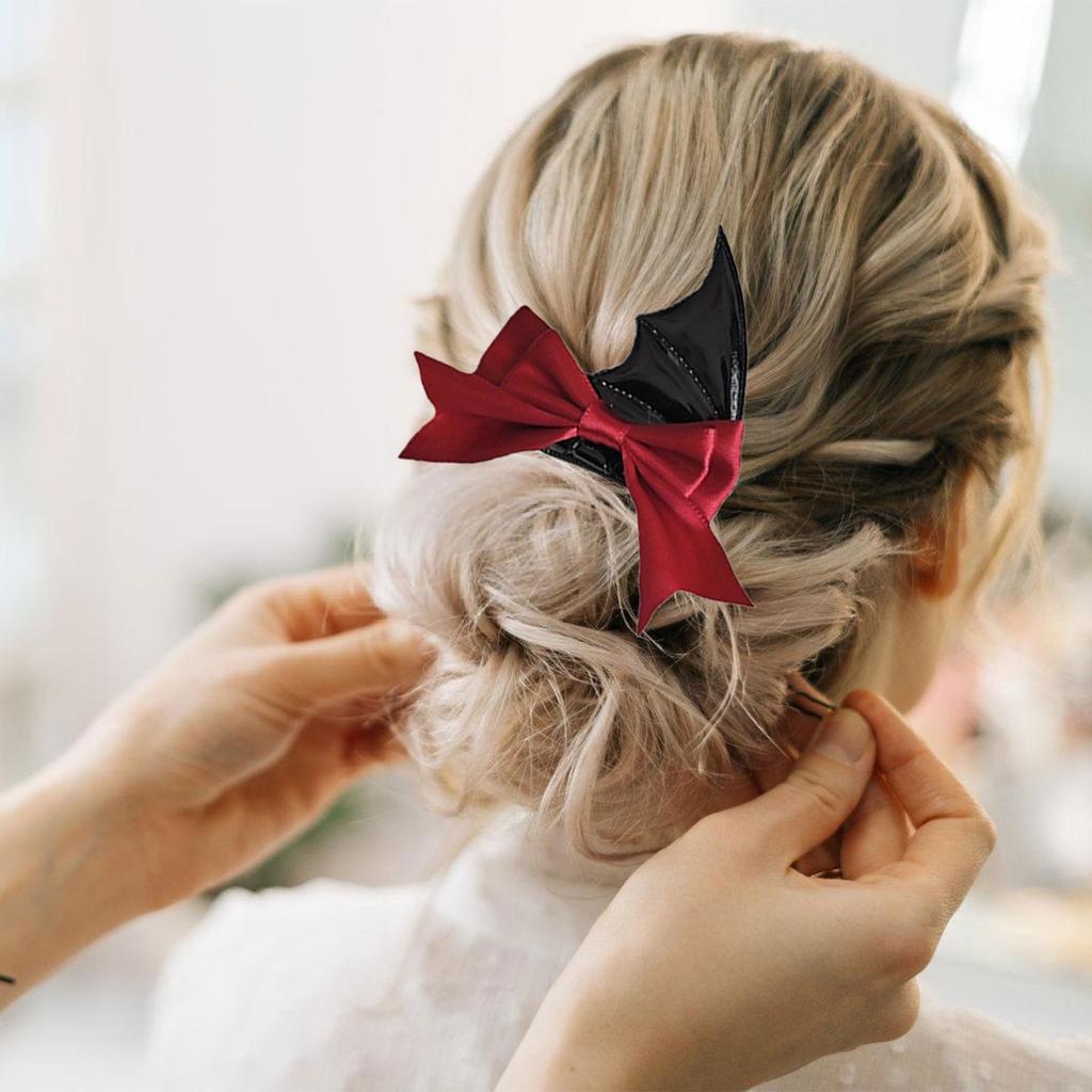 Novelty Bat Wing Devil Hair Clip for Adult Kids Cosplay Party Headwear Halloween Hairpin Set for Costume Parties 2PCS