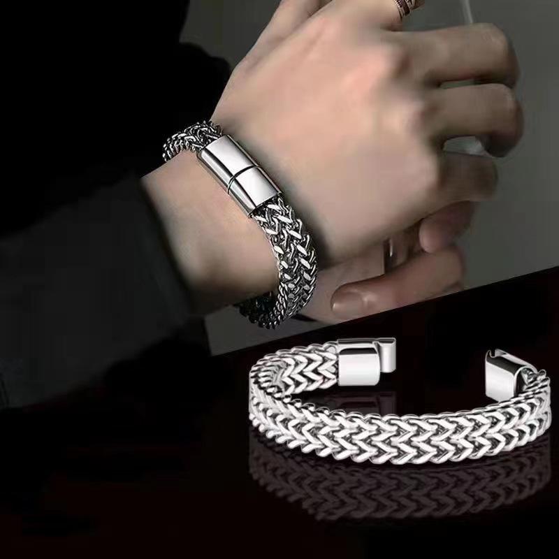 Hip Hop Stainless Steel Reversible Men's Cuban Bracelet - Simple, Bold, Punk Style