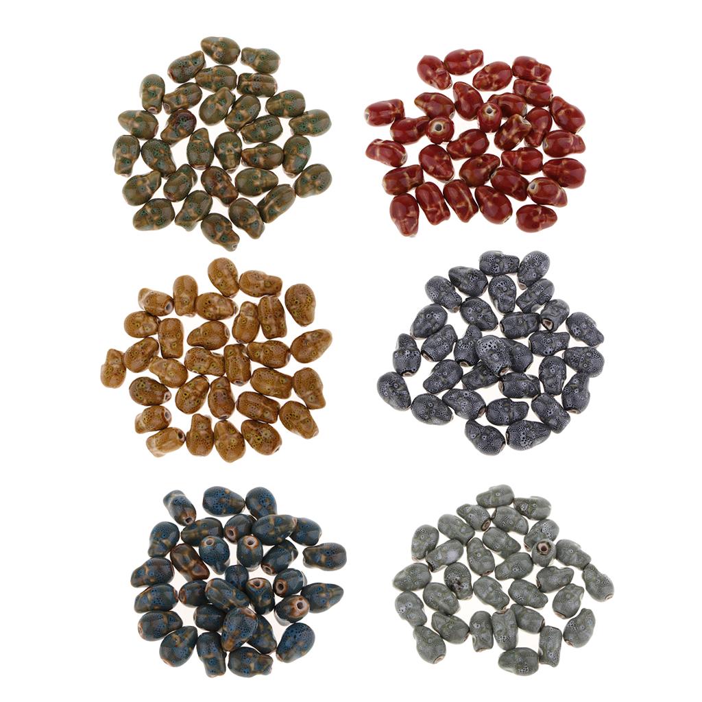 50x Flower Glaze Ceramic Porcelain Beads Charms for Jewelry Making Bracelets