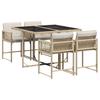 Vidaxl 5-Cz. Garden Furniture Set With Cushions, Beige, Poly Rattan