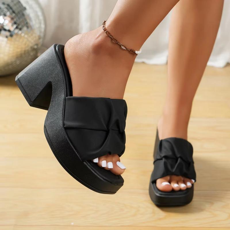 Mode Damen Hausschuhe 2024 Neuer Modetrend Sandalen Anti-Falten Damen Hausschuhe Sommer High-Heel Freizeit Damen Fischmaulschuhe