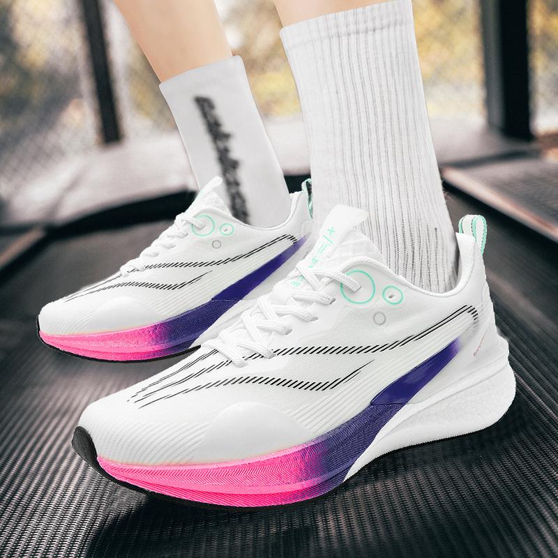 Men's Sneakers New Mesh Breathable Lightweight Train Sport Shoes Women Rebound Marathon Carbon Plate Couple Running Shoes