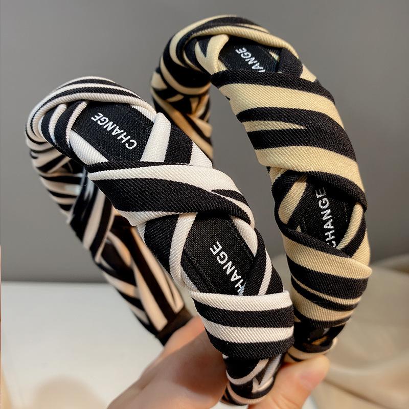Women's fashion headband ins zebra pattern niche hairband temperament retro hair accessories