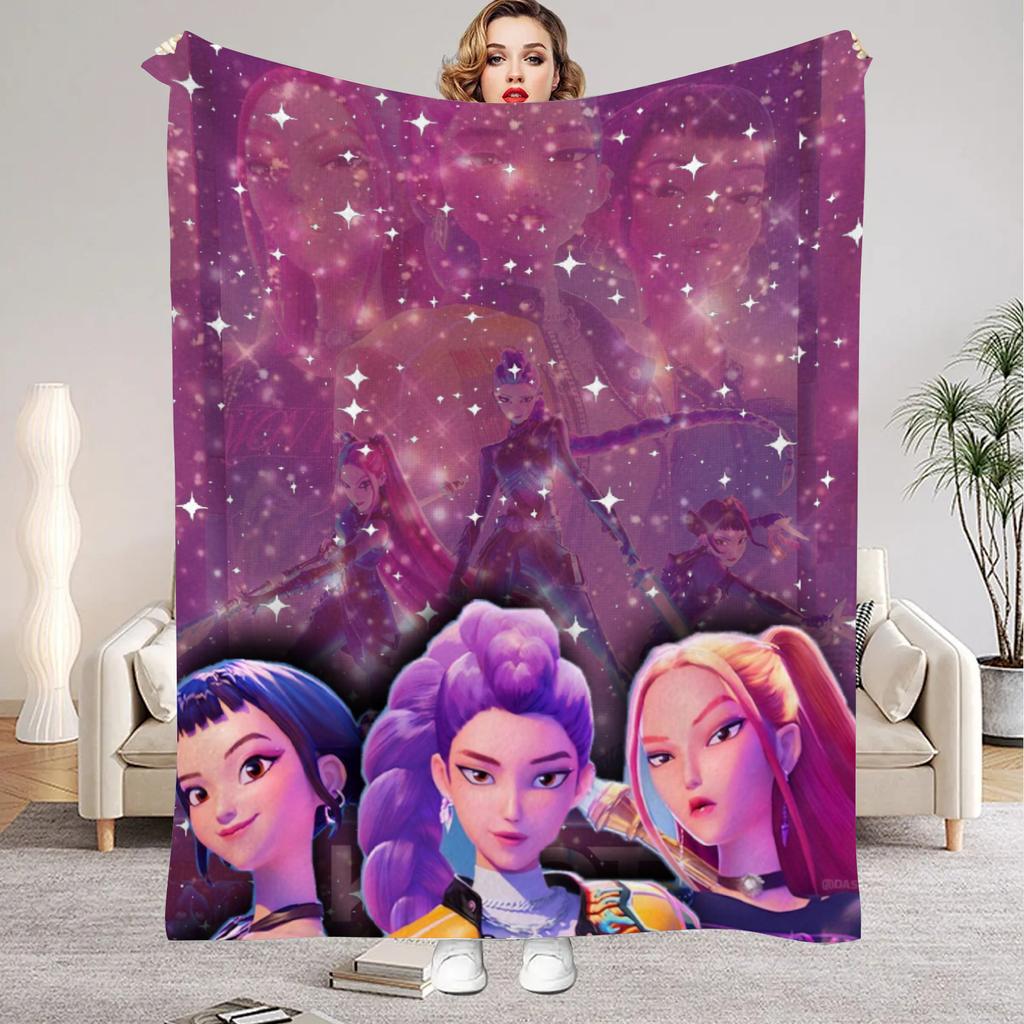 K-Pop Demon Hunters Blanket Girls Boys Plush Throw Blanket Novelty Warm Blanket All Season Gift
