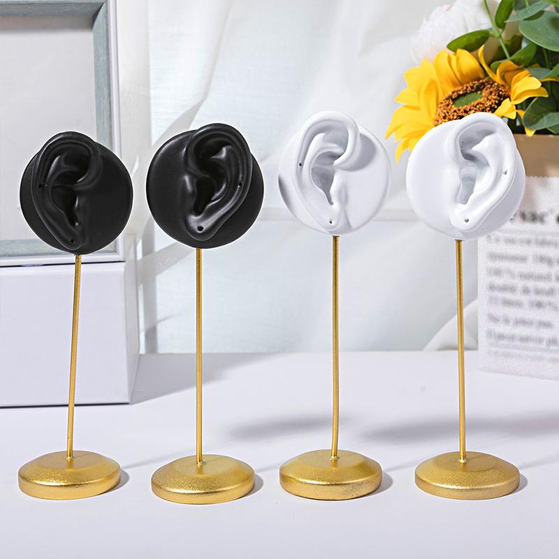 3pcs/set Human Ear Model Jewelry Storage Ear Shape Jewelry Rack White Resin Mannequin Stand Black 3 styles