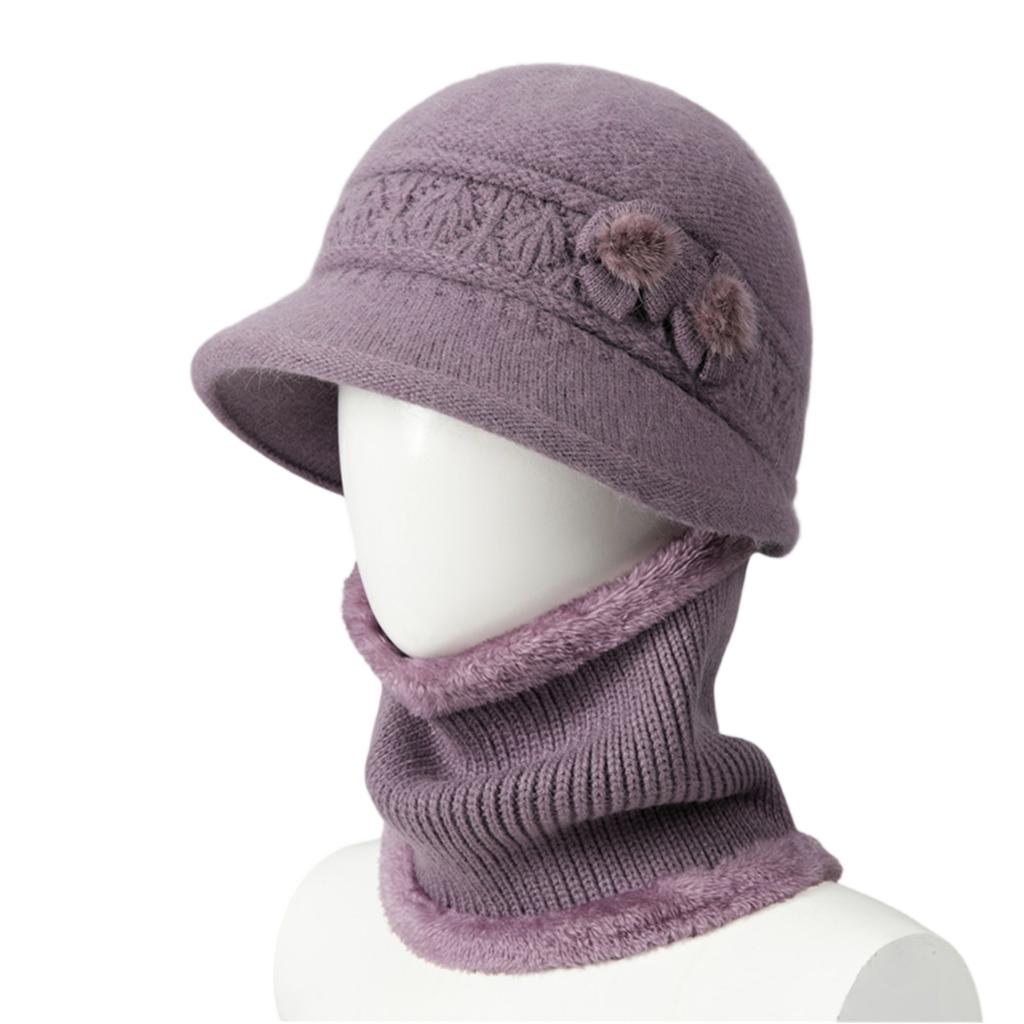 Fashion Winter Women Knitted Woolen Hat Warm Scarf Hat Lady Cotton Cap Versatile Hat Headwear Supplies Costumes Accessory