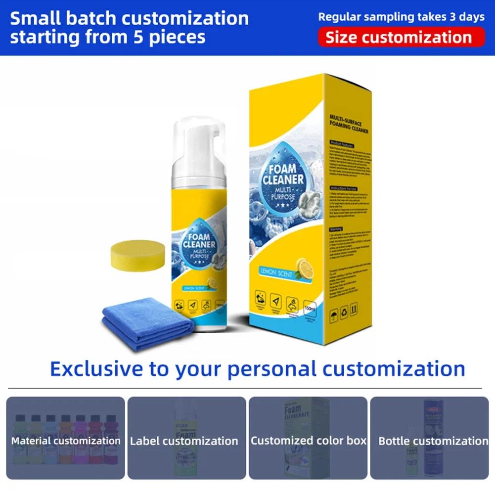 Car Interior Cleaning Kit 150ml Portable Cleaner With Wipes Sponge For Auto Seats Upholstery Carpet Dashboard Plastic Leather