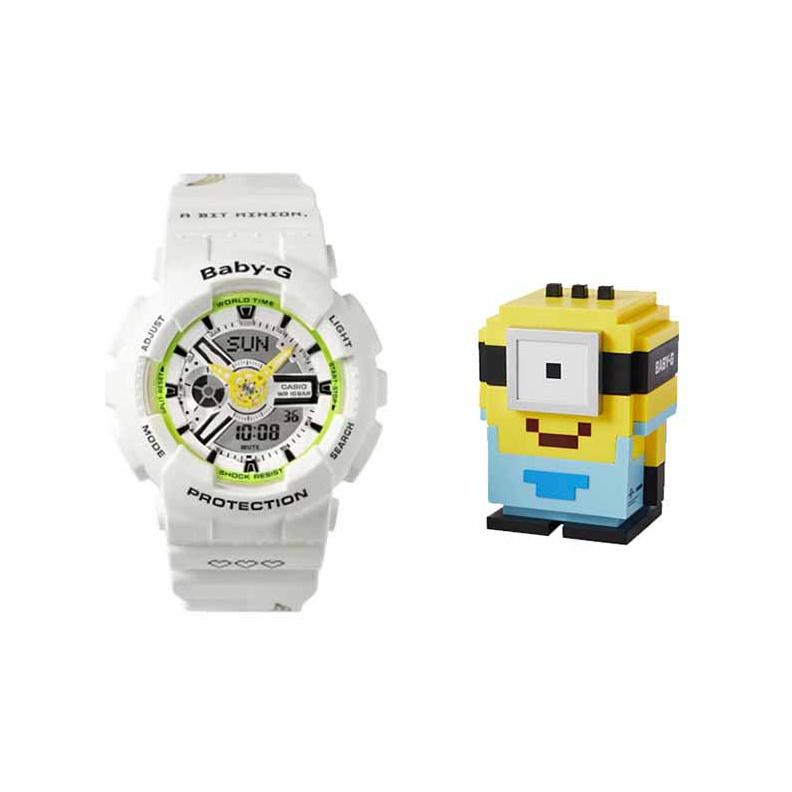 Casio Baby-G Minions Collaboration Waterproof Shockproof Sports Quartz Watch Women watches White BA-110MON21-7APRM-PERSON Regular Watch Box
