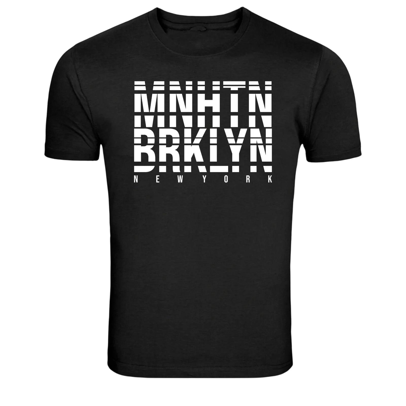 Manhattan Brooklyn New York Typography Graphic T-Shirt 2XL