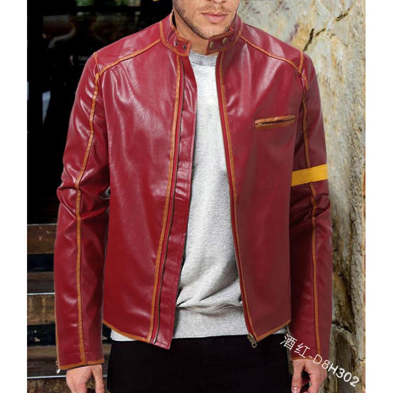 

2023 Men s Casual Distressed Stand Collar Leather Jacket, Hot Selling European American Fashion XXXL