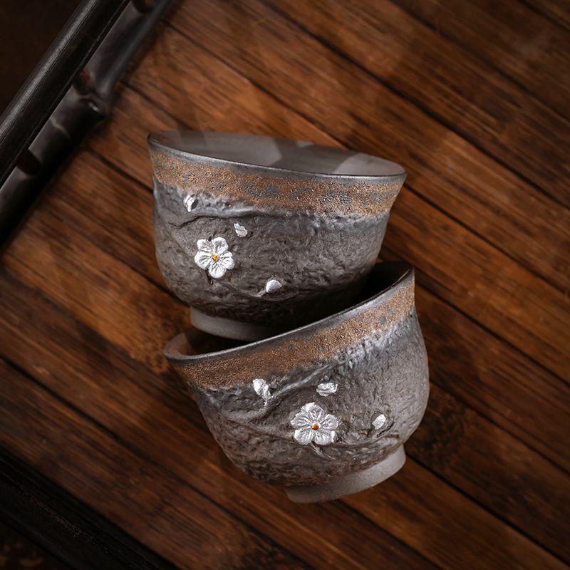 Liu Yin ceramiczny kubek do herbaty z grubej ceramiki pojedynczy ceramiczny kubek ceramiczny ręcznie robiony kubek do herbaty zestaw do herbaty Kung Fu nieglazurowany pozłacany kubek mistrza kubek do herbaty