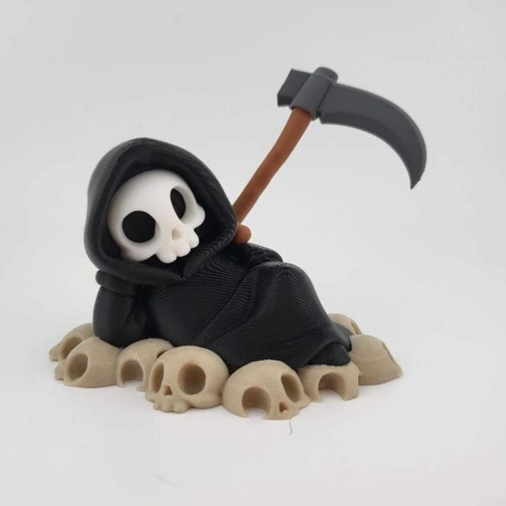 Cute Grim Reaper Toy PLA Halloween Miniature Ghost Desk Statue 3D Printed Doll Bookshelf