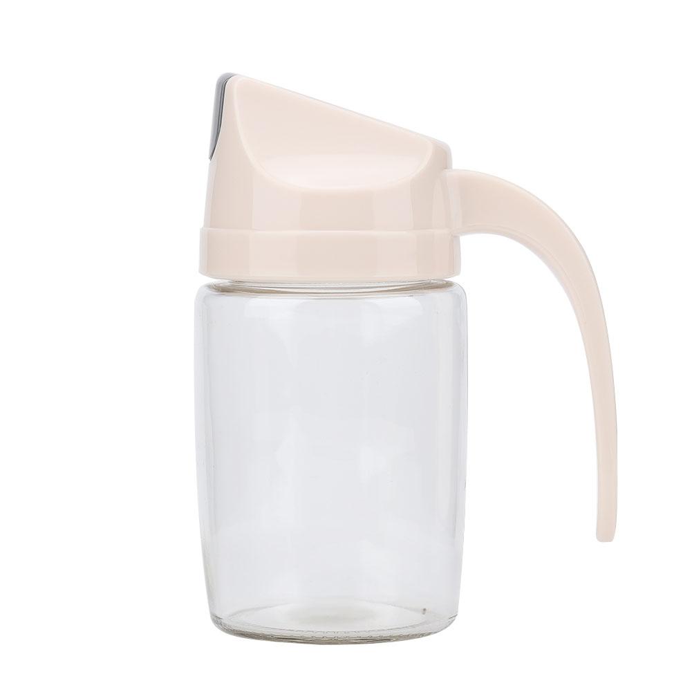 Glass Oil Dispenser Bottle  proof Dust Proof Automatic OpenCelsiusClose Oil Pot Apricot (300ml)
