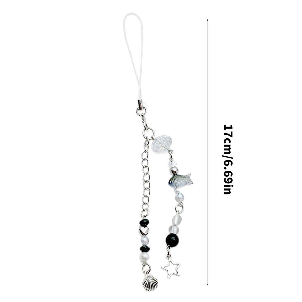 Stylish Beaded Keychain Pendant Marine Themed Keyring Bag Charm Fish Shell Starfish Cellphone Strap Accessories