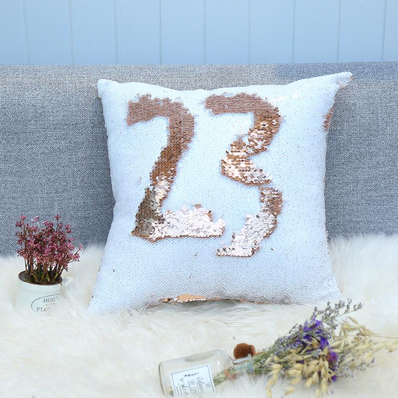Sequined Pillowcase Contrasting Color Digital Series Cushion Cover Car Sofa Bedside Cushion Cover