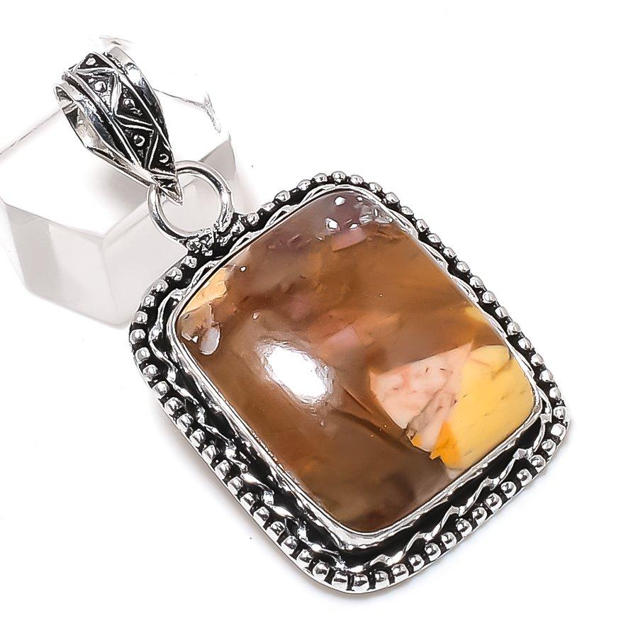 Brecciated Mookaite Gemstone Handmade 925 Sterling Silver Pendant 1.89" B1E21