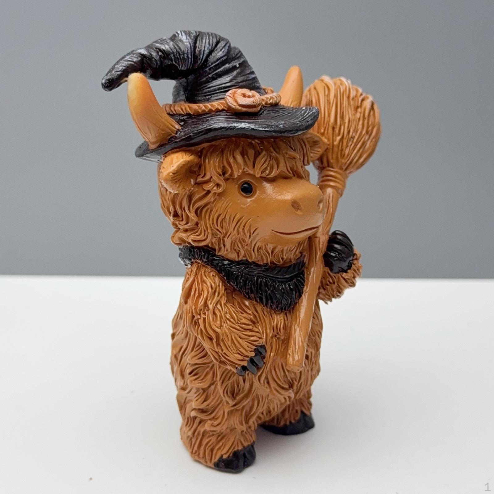 

Cow Statue Desktop Sculpture Collectibles Ornament Halloween Decor for Indoor коричневый