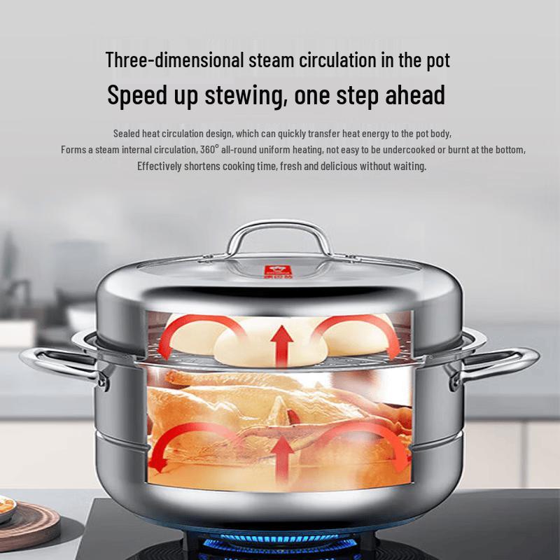 KOBACH European 304 Stainless Steel Double Layer Steamer