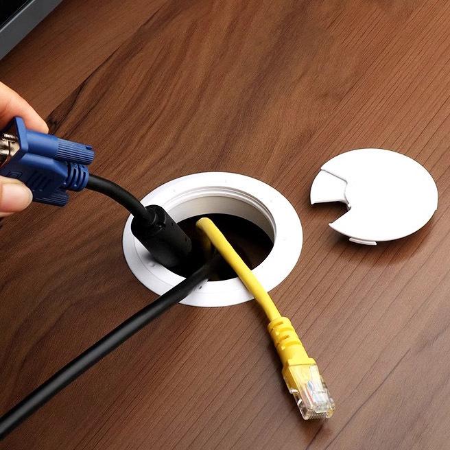 Round Desktop Cable Organizer & Decoration Ring – Cable Hole Cover & Wiring Outlet Seal