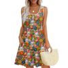 Women's Fashion Casual Sleeveless Round Neck Easter Print Dresses