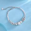 925 Silver Heart Shaped Bracelet For Women Retro Versatile Pink Crystal Charm Bracelets Party Jewelry