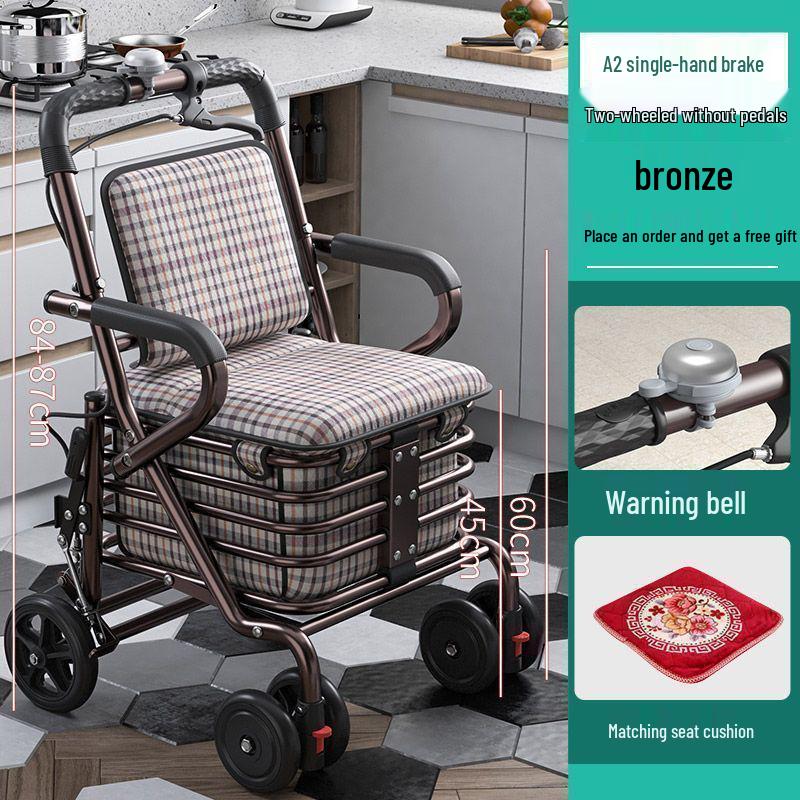 Leide Zhu Foldable Mobility Handcart: Sit & Push Shopping Trolley for Elderly