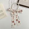 Silk Scarf Long Strip High-end Floral Pearl Necklace Small Scarf Streamer Hair Rope Silk Scarf Bag Winding Floral Headscarf