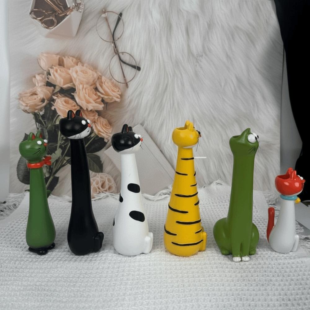 Süße Katze Blumenvase Langhalsige Kreative Cartoon-Katzenvase Handgefertigte Vase Ornamente Wohnzimmer