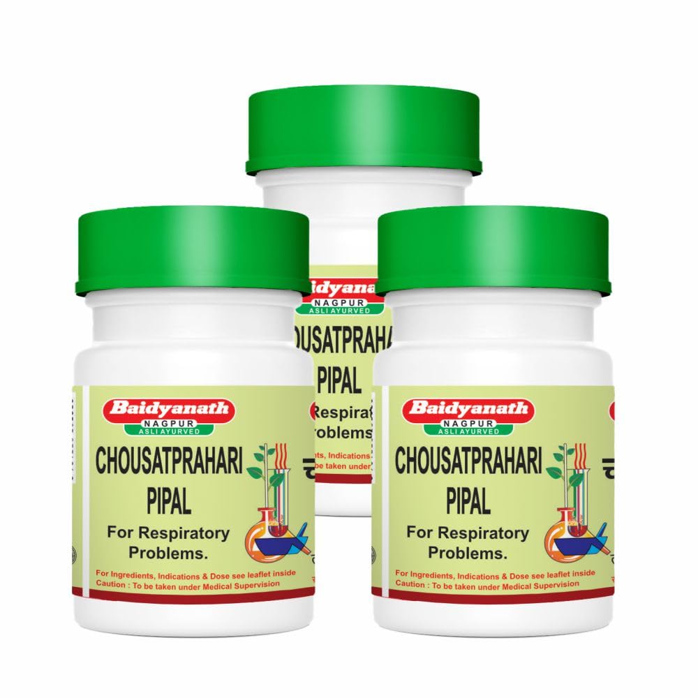 

Baidyanath Asli Ayurved Chousat Prahari Pipal Tablets 80 Each X Pack Of 3 Natural Ayurvedic Respiratory Support