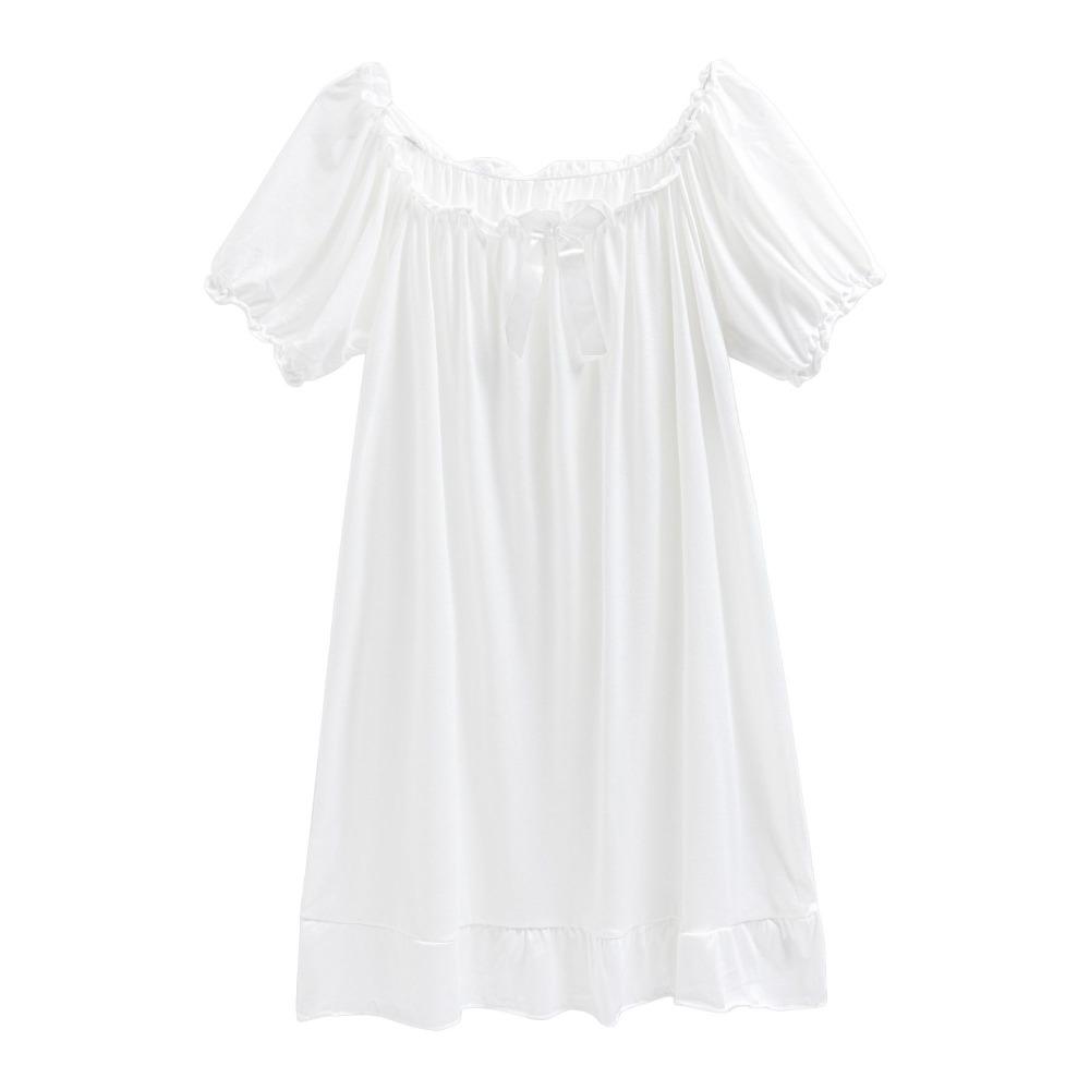 Loose Ruffle Nightdress Short Sleeve Princess Nightgown Sweet Women's Pajama Dress  Girls