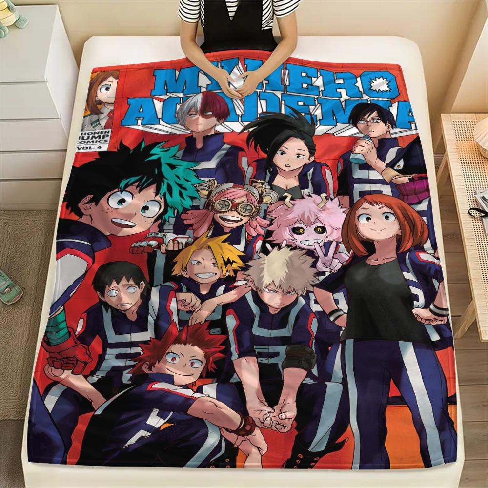 My Hero Academia Poster Pattern Flannel Blanket, High Quality Comfortable for All Seasons, Home Decor, Warmth and Comfort, Perfect for Gifts.