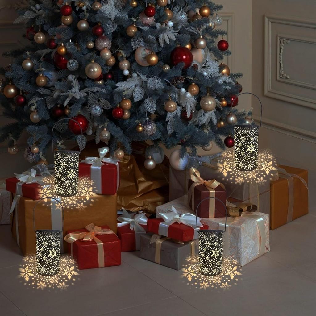 Snowflake Projection Lamp, LED Solar Lantern for Christmas Outdoor Decor