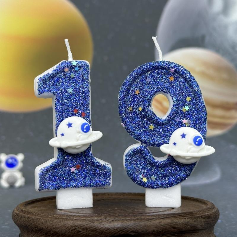 Numbers Birthday Candles Cake Party Decoration Birthday Wax Planet Universe