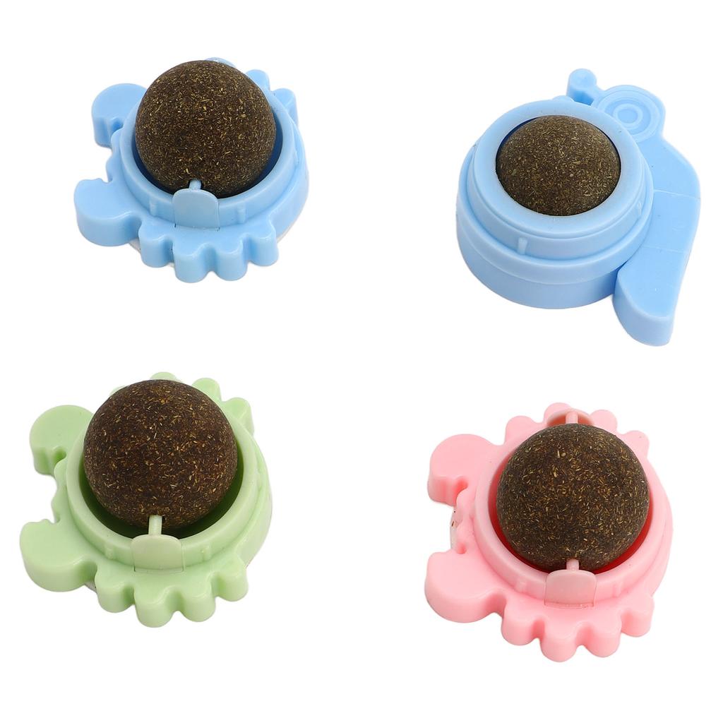 4pcs Catnip Ball Interactive Natural Teeth Cleaning Crab Rotating Cat Lick Ball Toy for Cats Kittens