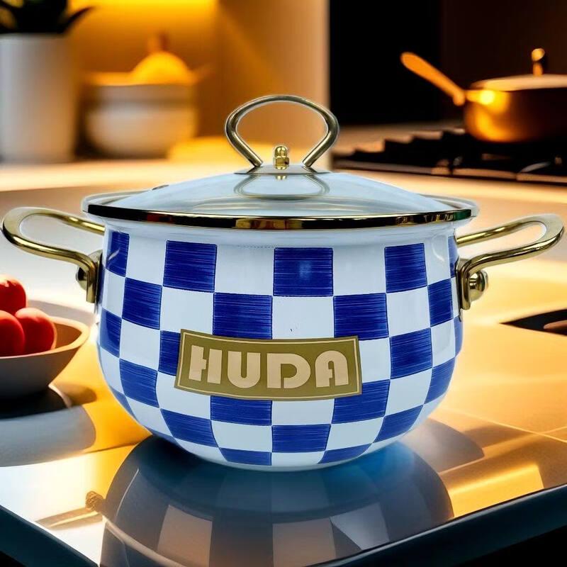 LIEI Russian Floral Enamel Stew Pot, 20cm