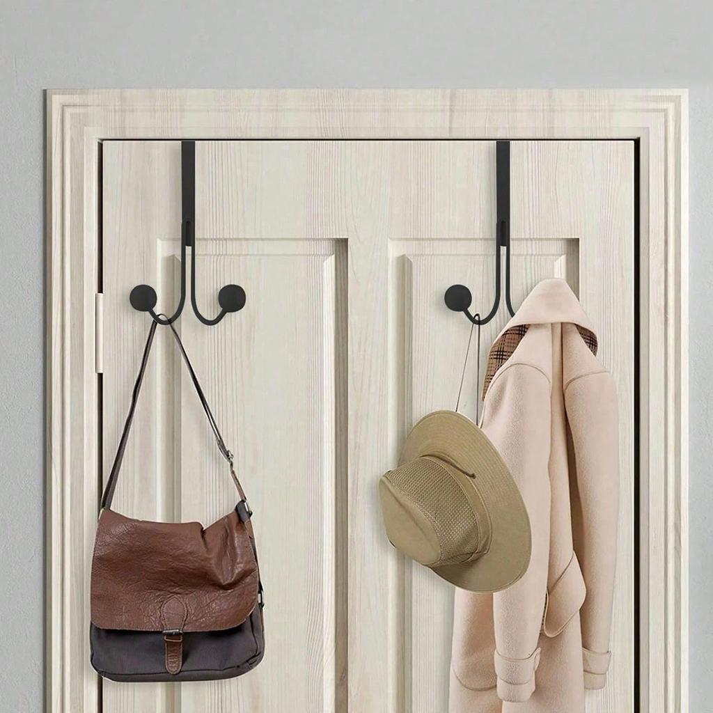 1pc-double Hook Hanging On the Doorno Punching Hanging Hat, Bag Holder, Tie, Scarf, Key Hook, Clothes Hanger, Towel Rack