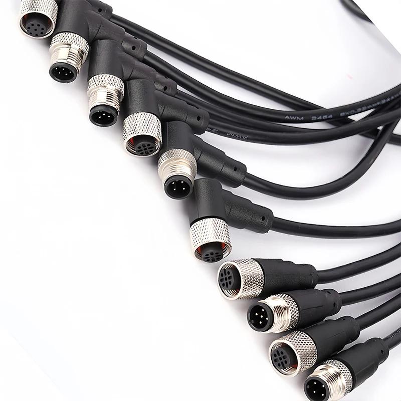 2metrový konektor senzoru M12, vodotěsný kabel, samec a samice, 4,5/8, 12pinový PVC, integrovaný vstřikovací konektor M12