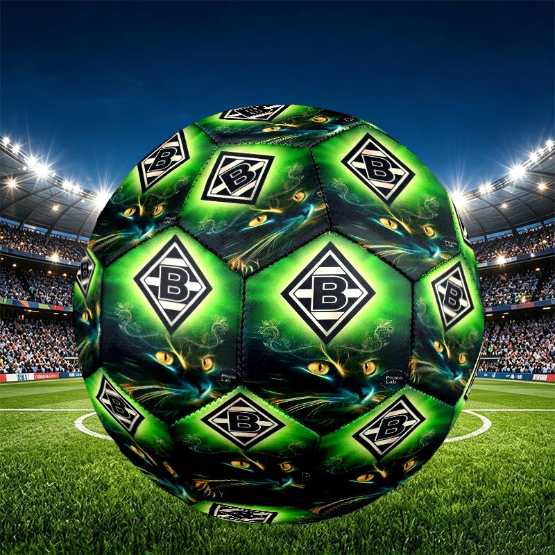 Borussia Monchengladbach Print Size 5 Soccer Ball, PU Wear Resistant Football for Match Training and Daily Practice, Birthday Gift for Soccer Fans
