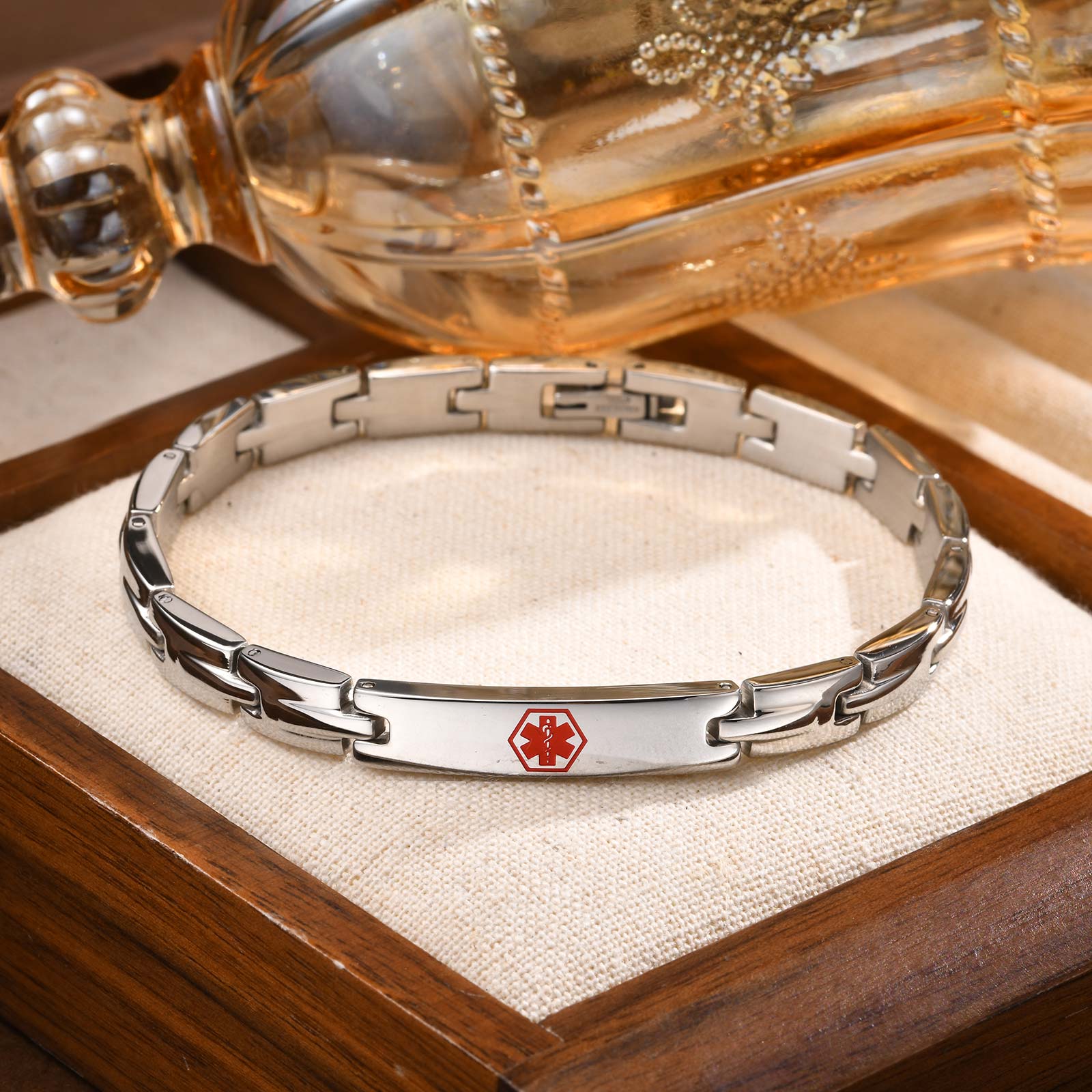 

Free Engraving Medical Logo Bracelet, Punk Luxury Watch Chain Bracelets for Women, Stainless Steel Bangle Wristband Jewelry Add Text