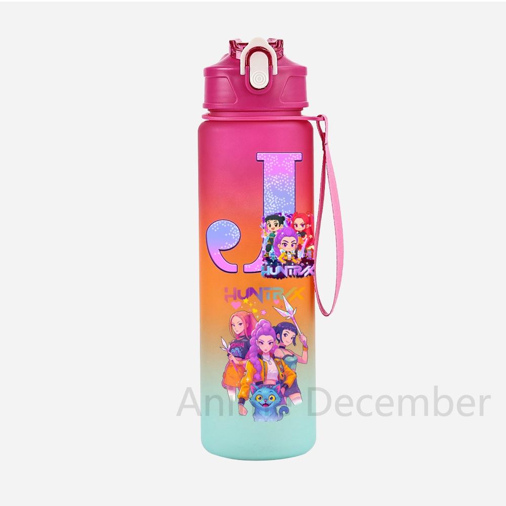 Anime K-Pop Demon Hunters A-Z English Letter Printed Character Water Cup Demon Hunters Large Capacity Outdoor Portable Drinking Bottle for Boy Girl