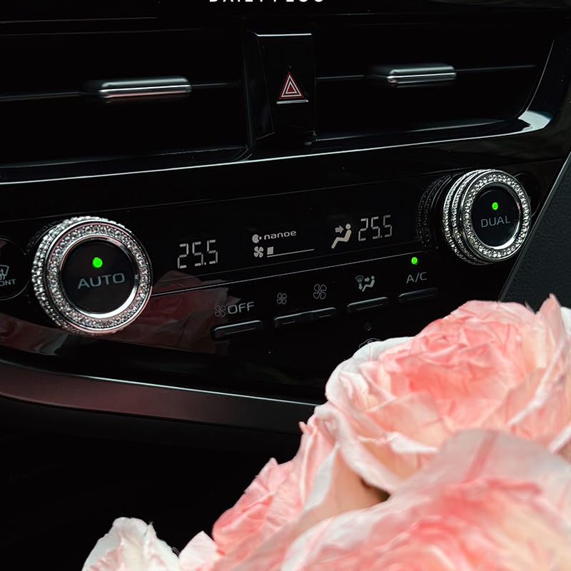 ONGOXD Toyota Corolla Starter Switch Ring Air Conditioner Knob Diamond Crystal Decoration Plate Interior