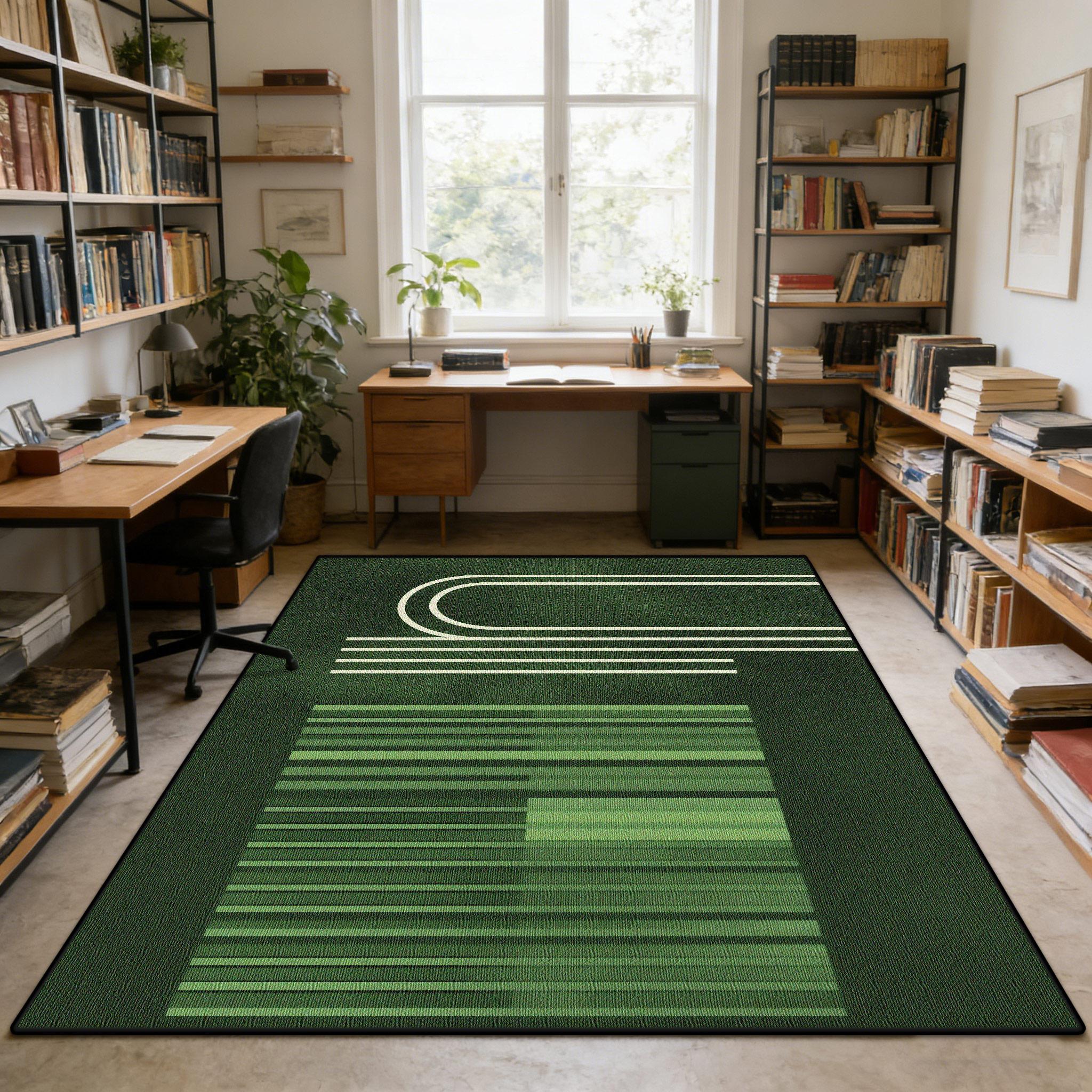 

Green Modern Geometric Living Room Fluffy Carpet Decoration Bedroom Office Antiskid Rug Easy Clean Resilient Tables Chairs Mats 60x90cm