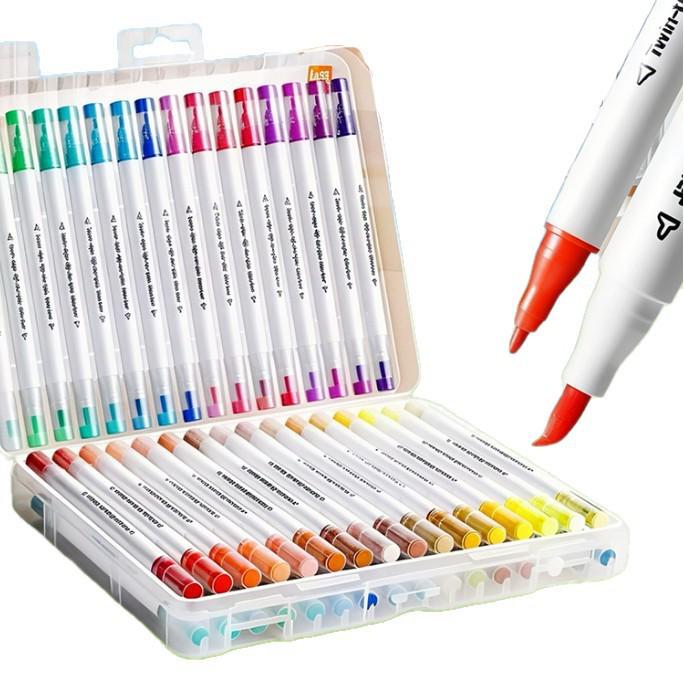 Dual-Tip Acrylic Marker & Paint Brush Set - 48 Colors, Soft Tip for Kids' Art, Opaque & Layerable
