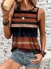 2026 New Striped Print Women's Elegant Tank Top Summer Street Fashion Tank Top Everyday Casual Women's Sleeveless T-shirt