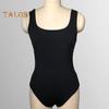 Women Summer Bodysuit Square Neck Sleeveless Skinny Elastic with Crotch Button Closure Tight Waist Backless Solid Color Soft Breathable Lady Sexy