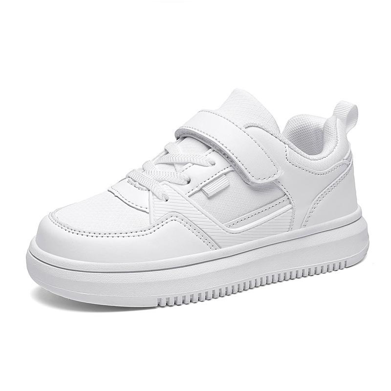 Kids' White Leather Skate Shoes for Boys - Comfortable Casual Footwear for Primary and Big Kids