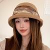 Autumn and Winter New Temperament Fashionable Curled Brim Women's Bucket Hat Shows the Face Small High-end Sense Versatile Windproof Warm Basin Hat