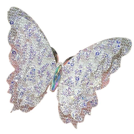 

Hair Clip Rhinestones Inlaid Gradient Mesh Yarn 3D Butterfly Decor Side Bang Hair Pin Fairy Girl Hair Accessories белый